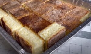 Golden-brown squares, creamy centers, a sweet, cinnamon-sugar topping