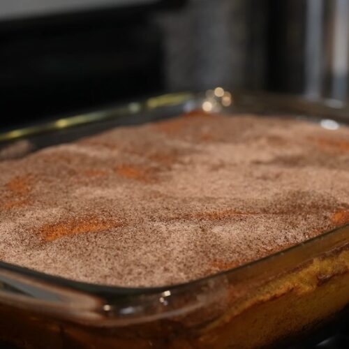 A cinnamon-dusted cake